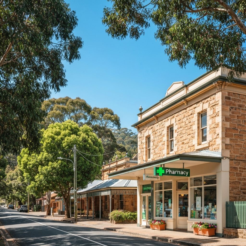 Dash's Blackheath Pharmacy storefront on Govetts Leap Road in the Blue Mountains